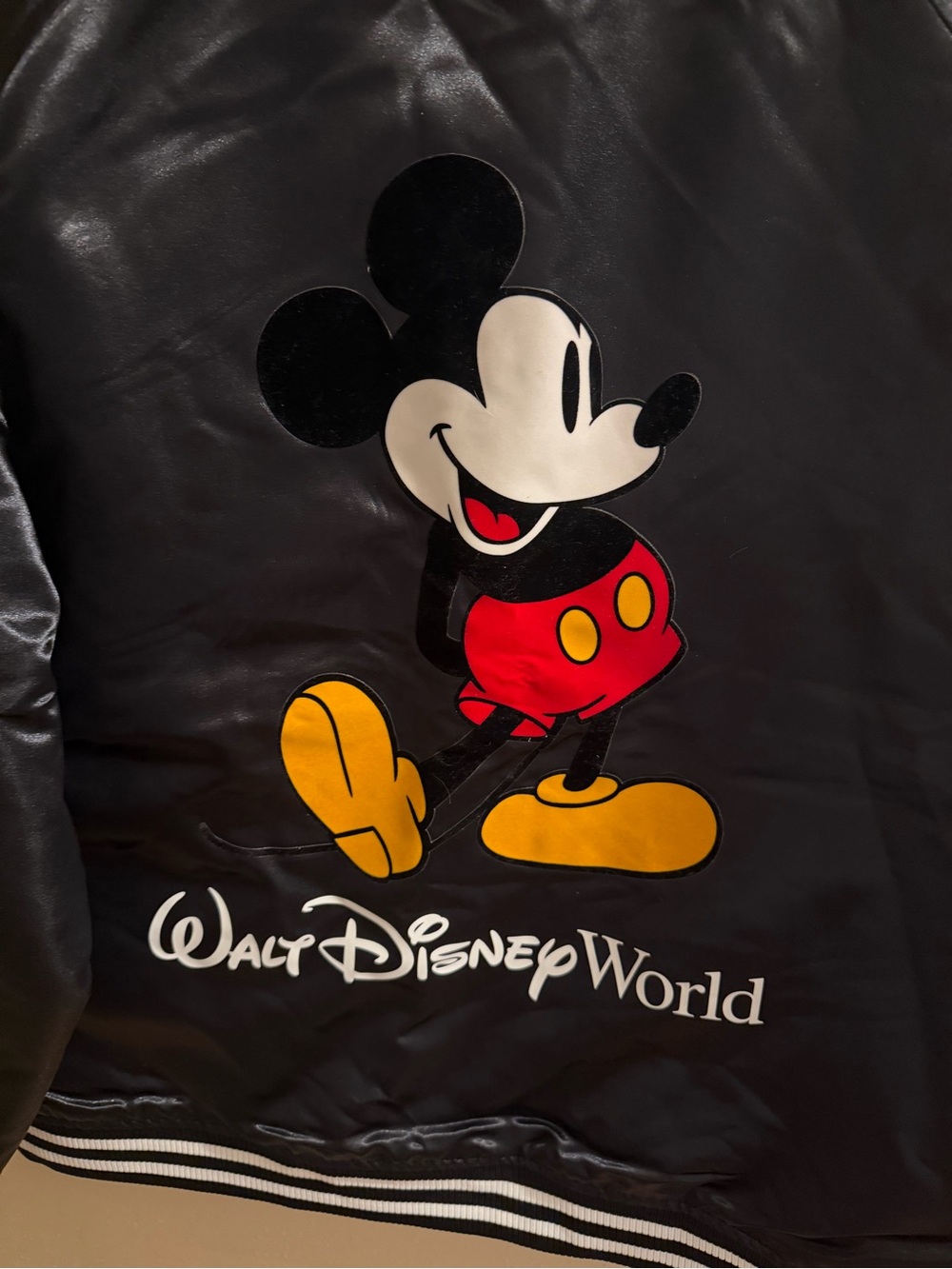Disney Mickey Mouse Black Bomber Jacket with Striped Trim NWT - Picture 8 of 8